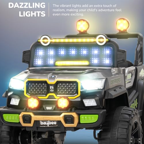 Image of Baybee 4x4 Battery Operated Jeep for Kids, Ride on Toy Baby Car with LED RGB Light & Music, Rechargeable Electric Jeep, Big Battery Car for Kids (Rygon Pro, Rygon Pro Grey)