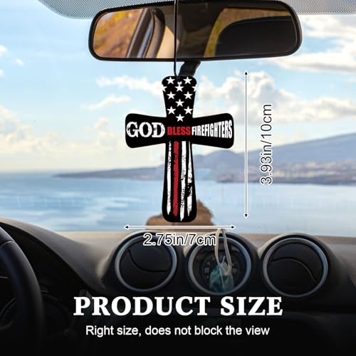 Image of Fumete 24 Pcs Christian Firefighter Gift for Man Cross Car Air Fresheners Bulk God Bless Firefighters Scripture Scented Religious Hanging Ornament Gift for Fireman First Responder Fire Department