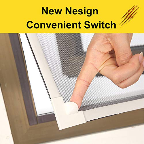 Yuzzy Diy Magnetic Window Screen Adjustable Fiberglass Mesh Size Up To 72 X 48 Inches With Full-Frame Magnetic Stripe For Easy Installation(White Frame Gray Mesh) #TOP4