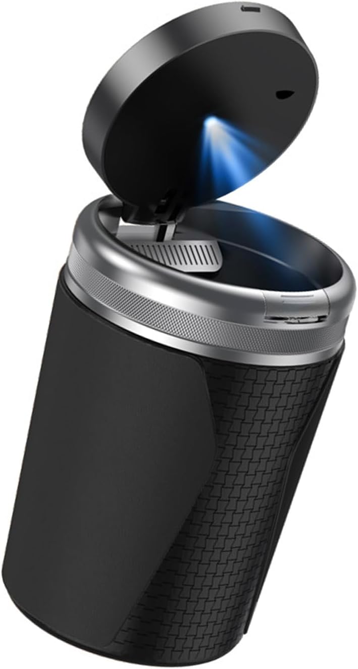 Automotive Ashtray with Bright LED Light and Smell Lid Cup Holder Ashtray Ideal for Driving Cup Holder with Lid for Car