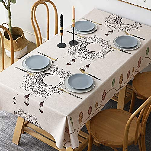 Nappe en coton et lin de qualité supérieure avec finitions pompons pour salon