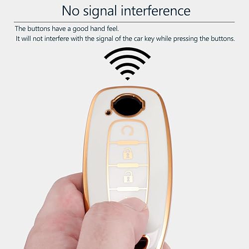 Miniatura 4 de Lcyam Funda para llavero remoto con correa de llavero, compatible con Nissan 2023 2024 Pathfinder Rouge 5 botones llave inteligente para automóvil,