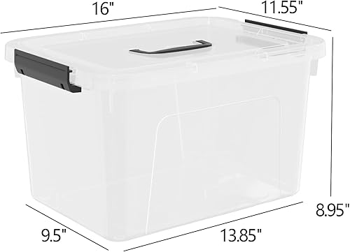 Miniatura 2 de Contenedor de plástico de 17.5 L con tapas, caja de cierre transparente, 4 paquetes