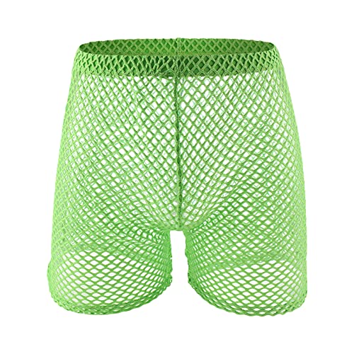 Maiyifu-GJ Men's Sleeveless Fishnet Tank Top Mesh Sheer Muscle Workout Vest See Through Boxer Briefs Trunks Underwear (Green 3,X-Large)