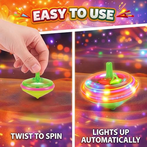 Image of LED Flashing Spinning Tops for Kids, Bulk Party Favors and Classroom Prizes (Classic - 50 Piece)