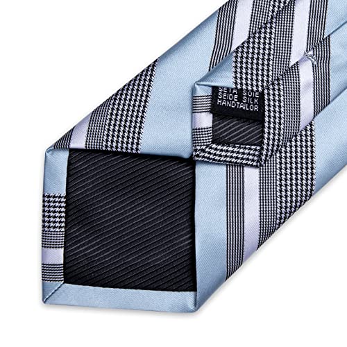 Image of DiBanGu Extra Long Tie for Men 63 inch XL Silk Necktie Set | Pocket Square and Cufflinks, Big and Tall, Jacquard Woven, Gift Box, Paisley /Plaid /Solid /Striped, for Weddinng Party Business