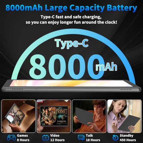 Image of Gemini AI Android 16 Tablet with Keyboard, 2026 10 inch Tablet (Black) | 26GB+256GB+2TB Expand, Electronic Tablet PC with 8-Core, 5G WiFi, 8000mAh, GPS, GMS, 2 in1 Tablet with Case, Mouse, Stylus
