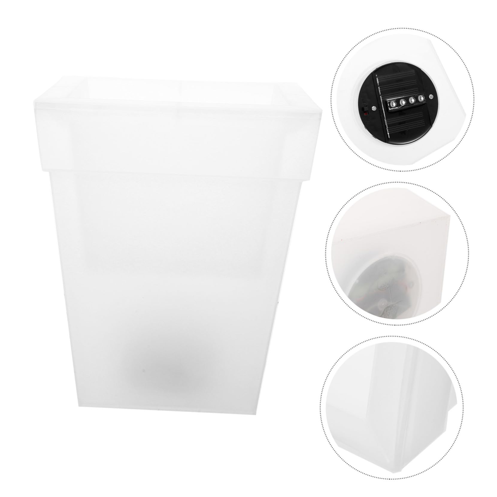 Vaso da Fiori Solare Quadrato Luminoso con Luce LED Bianco per Giardino Esterno Fioriera Decorativa Ecologica e Risparmio Energetico Facile da Pulire e Resistente per Patio e