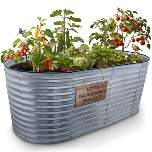 STREND PRO Aiuola rialzata in metallo 200x100x80 cm (LxPxA) | Kit aiuola rialzata in metallo per giardino in lamiera | Aiuola da giardino in acciaio zincato per ortaggi, piante di pomodoro