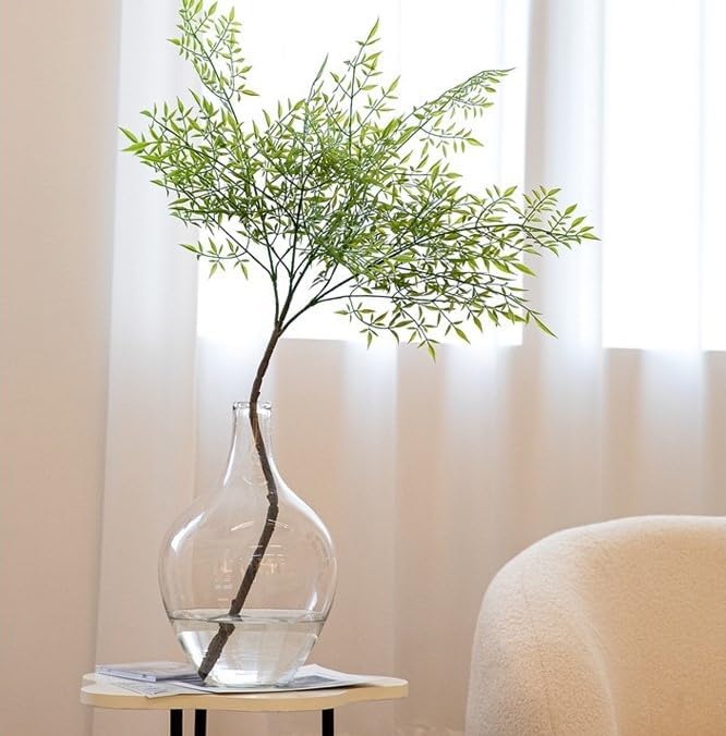 Ryddelighome Large Clear Glass Vase 12 Inch - Round Glass Vase for Flowers, Clear Round Vase Pampas Grass Decor, Glass Jar Table Centerpiece Home Decor Clear Medium