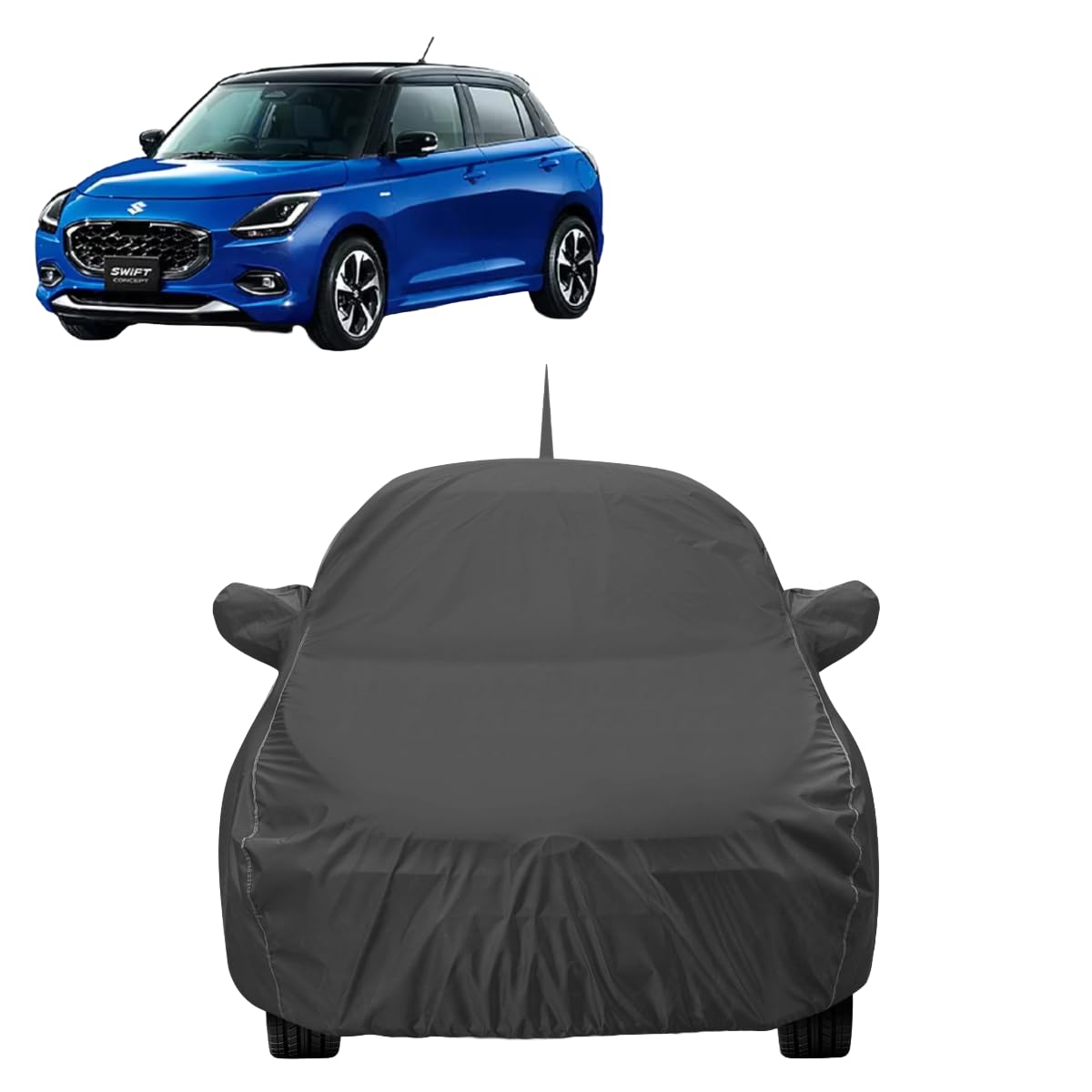 Auto Hub Maruti Swift (Model: 2024-Till Date) Car Cover with Mirror & Antenna Pockets and Dustproof, Heat Resistant, Swift Car Cover, Grey discount deal