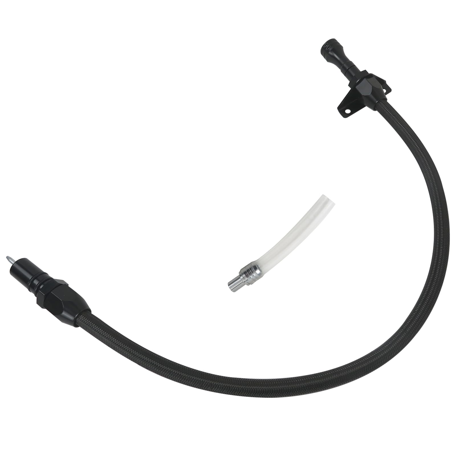 Stainless Steel Flexible Transmission Dipstick For GM 4L80E, 700R4, 4L60E - Firewall Mount, 29.5" Long, Black