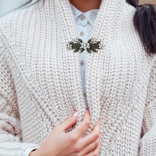 Image of uxcell Vintage Sweater Clips, Cape Cloak Clasp Retro Cardigan Clips Shawl Collar Clasp Dress Shirt Brooch Clip for Women