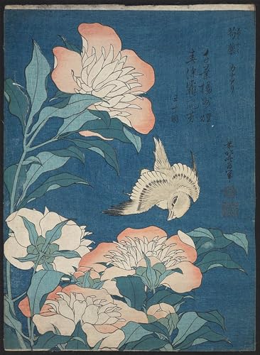 Toile Pivoines et canaris Hokusai pour habiller un grand mur vide 60x90cm