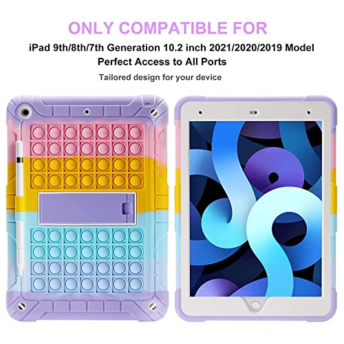 Funda para iPad 10.2 con soporte para lápiz y correa ajustable en color arcoíris 2