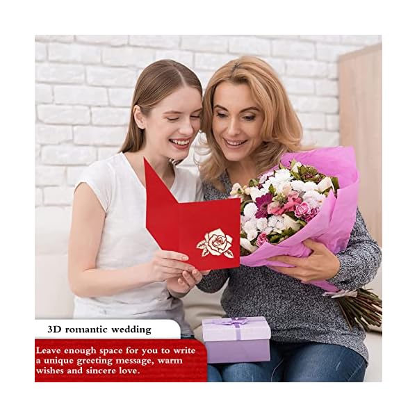 3D día de San Valentín Tarjetas, Tarjeta de felicitación emergente 3D, Pop Up 3D Tarjeta de San Valentín, Rojo Rosa… - Imagen 6