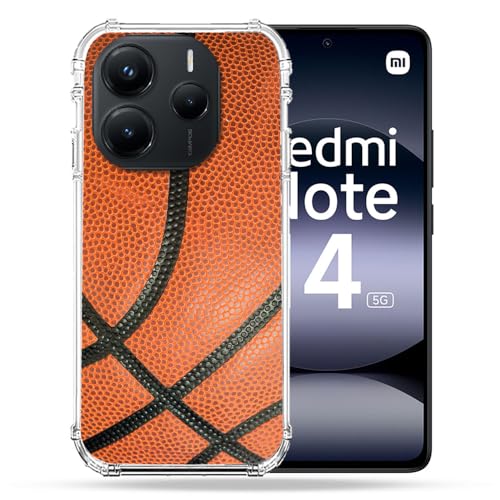 Coque Xiaomi Redmi Note 14 5G Cokitec antichoc avec motif de ballon de basket sport