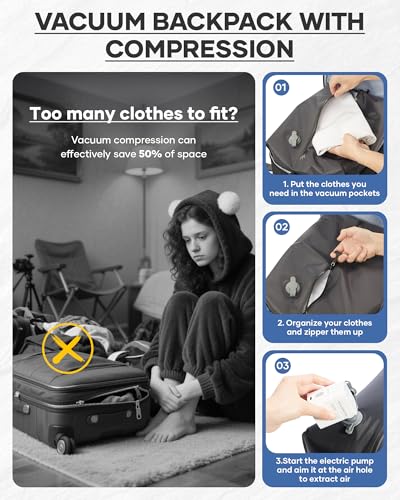 Mochila viaje cabina avion extensible con compresion al vacio 6
