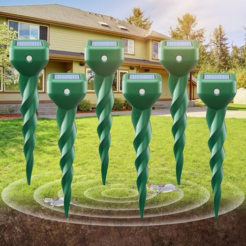 6er Set Maulwurf Vertreiber, Leistungsstarker Wühlmausschreck & Maulwurfschreck Solar für Garten, Rasen & Beete, Wetterfest IP67, Tierfreundlich ohne Giftstoffe