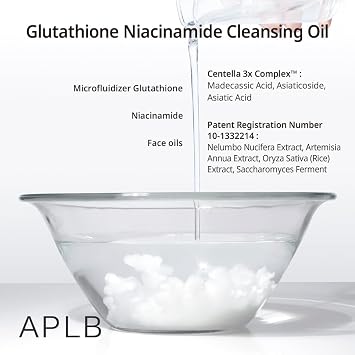 APLB Glutathione Niacinamide Cleansing Oil | LIPO GLUTA NIAC OILTM 85.9% 3.55 FL.OZ/Korean Skincare, Makeup remover for sensitive skin, Moisturize, Blackhead care