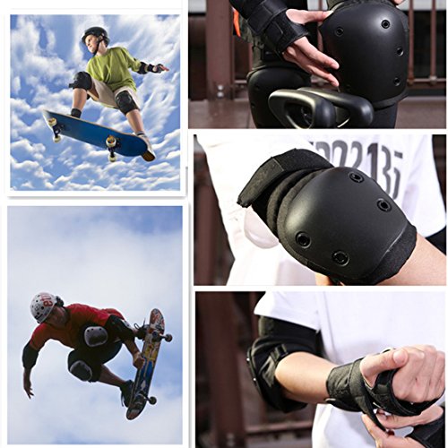 RuiyiF 7Pcs Adult Sports Safety Protective Gear Set, Elbow Pad Knee Support Wrist Guard and Helmet for Adult Skateboard Skating Blading Cycling Riding - Small