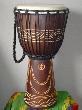 20" Tall Moon & Star M15 Deep Carved Djembe Bongo Drum, with Free Cover