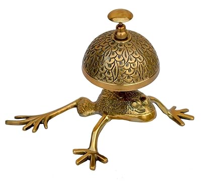 j.h Handicraft Antique Brass Frog Style Table Bell Nautical Calling Service Bell Home & Office Decor Hotel Bell Sound Bell