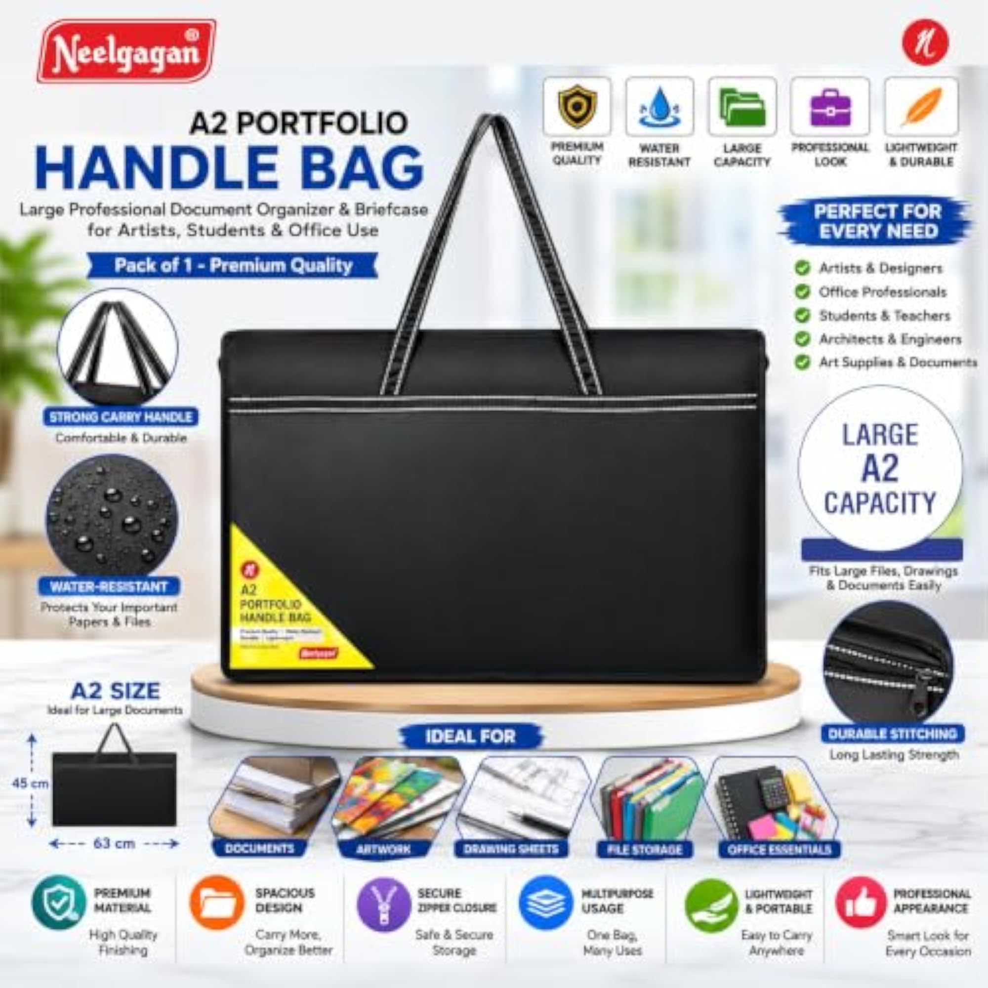 Portfolio Handle Bag - Large Document Organizer