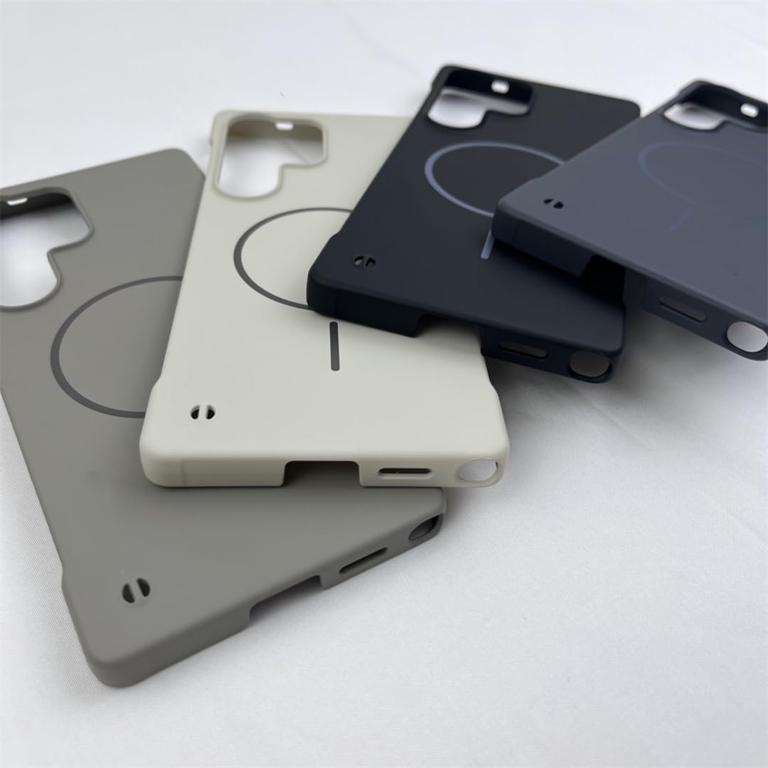 Ultracienkie, bezramkowe etui magnetyczne do Samsunga Galaxy S25 Edge, S24, S23, S22 Ultra Plus Fe, twarda ładowarka bezprzewodowa (do Galaxy S22ultra/szary)