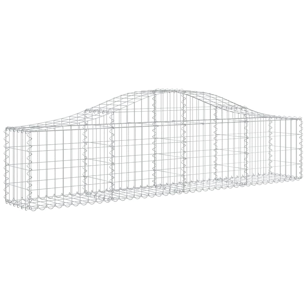 Gaviones con arco alto, 13 unidades, 200 x 30 x 40/60 cm, hierro galvanizado para barreras de jardín y protección visual, cestas de alambre estables como aislamiento acústico y paredes