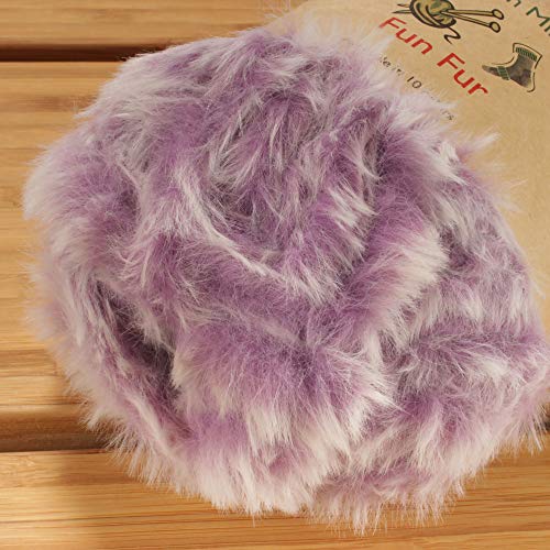 BambooMN Chunky Fluffy Faux Fur Eyelash Yarn - 100% Polyester - 100g/Skein - 2 Skeins - Lavender and White - Image 3