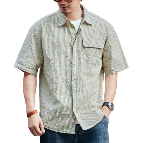 Chemise homme en coton contre la chaleur et les plis vêtement ample rayé léger