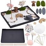 WEBEEDY Zen Garden Sand Kit DIY Japanese Zen Garden for Desk,8.3"x6.2" Mini Meditation Zen Tray Kit for Office Home Desktop Micro Landscape Decoration Meditation Zen Gifts,21x15.7 cm