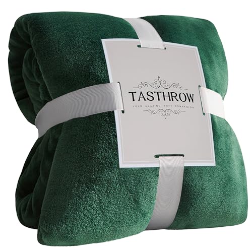 TASTHROW Verde Oscuro Manta Franela para Cama 130 x 150cm, Grande Suave Manta para Sofá Peluch, Ligera y Suave Manta Adecuada para Todas Las Estaciones