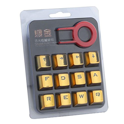 12 Schlüssel PBT Keycaps für Kirsche MX Tastatur, Glatte Beschaffenheits Hintergrundbeleuchtete Lichtdurchlässige Metallische Galvanische