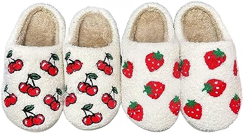 Image of LNERIP Animal Slippers Fruit Slippers Plant Slippers Various Cartoon Patterns Fluffy Soft Memory Foam Retro Indoor Outdoor Home Couple Shoes