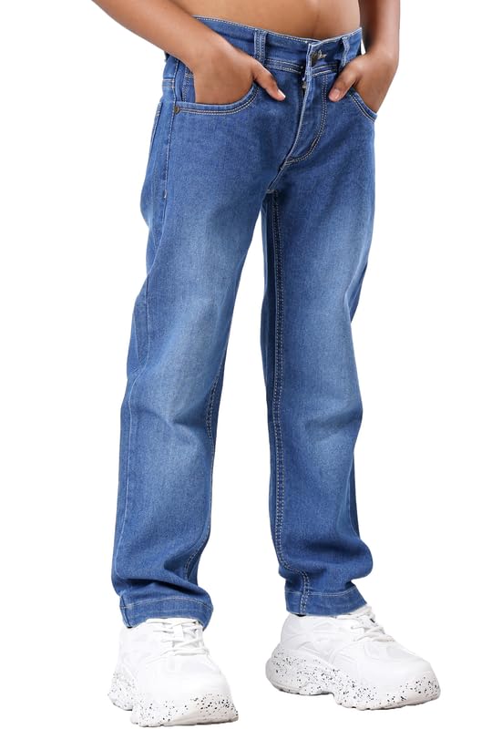 Image of London Hills Boys Regular Fit Mid Rise Jeans Premium Slim Fit Kids Comfortable Everyday Wear | Soft Cotton Button with Fly Zip