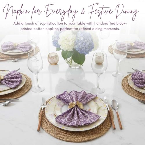 Servilletas de Tela Paquete de 6, Bordado Floral Morado miniatura 3