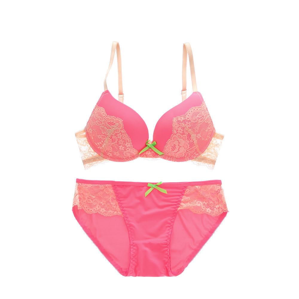 secret lives Polyester Women Bridal Padded Pink Mazenta Hipster Lingerie Set 30B-picture-41
