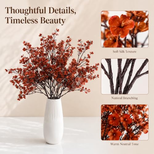 Image of Mandy's 6 Bundles Artificial Burnt Orange Baby's Breath Flowers