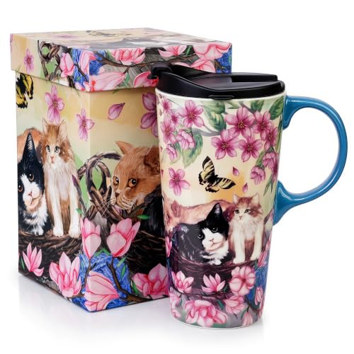 Mug de Cerámica para Viaje 17oz con Tapa y Asa