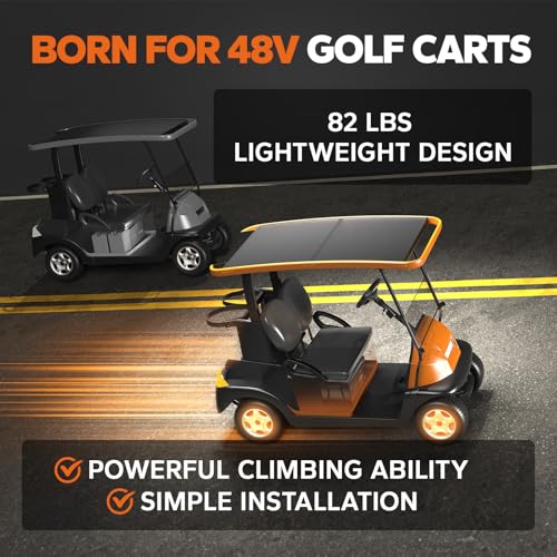LiTime 48V(51.2V) 100Ah Golf Cart Lithium Battery, Support up to 5kW Motor, Perfect for Golf Carts, Bluetooth & Low-Temp Protection - Includes Charger, Monitor, Hold Down Kit