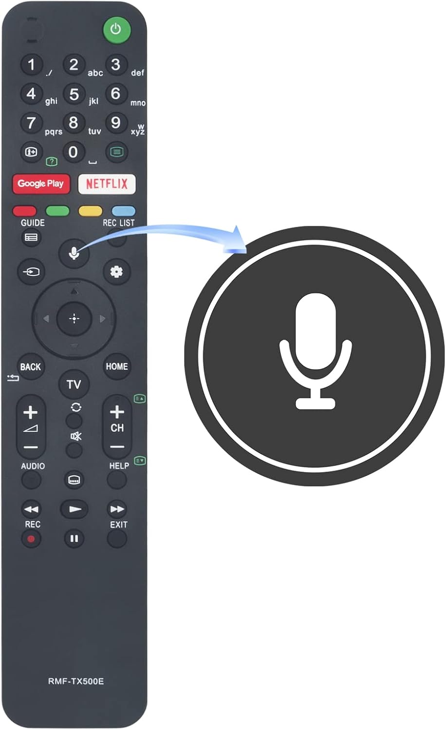 RMF-TX500E Remote Replaced for Sony KD55AG9 KD55XG8505 KD55XG8577 KD-85ZH8 KD-75ZH8 KD-65XH95 KD-75XH9505 KD-65XH9505 KD-55XH9505 KD-85XH90 KD-75XH92 KD-75XH90 KD-65XH92 KD-65XH90 KD-55XH92 KD-55XH90