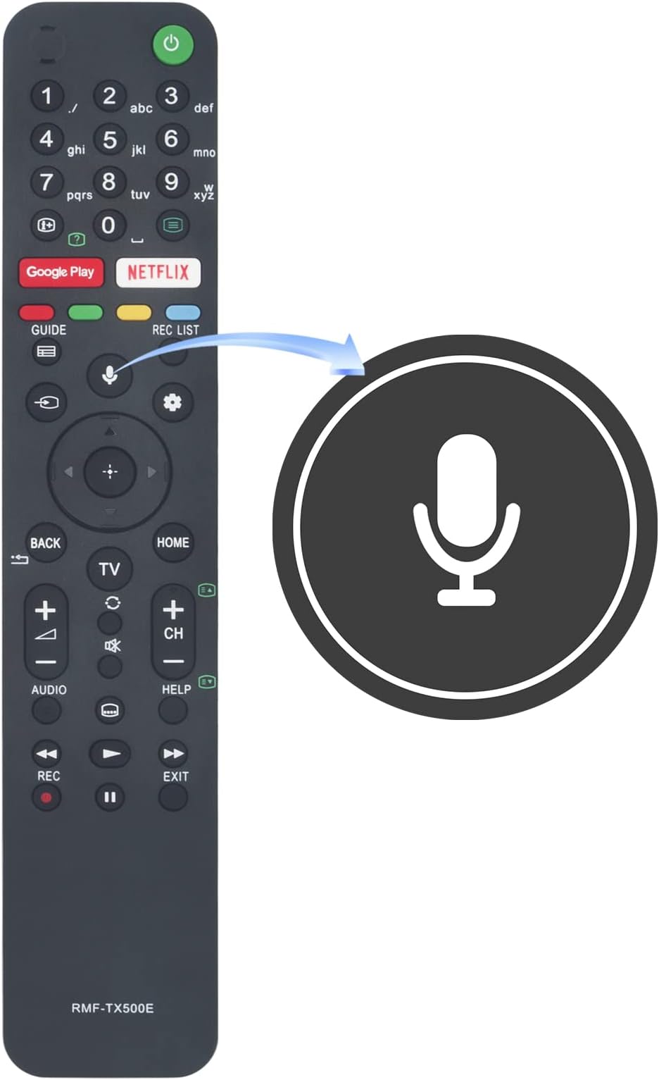 RMF-TX500E Remote Replaced for Sony KD55AG9 KD55XG8505 KD55XG8577 KD-85ZH8 KD-75ZH8 KD-65XH95 KD-75XH9505 KD-65XH9505 KD-55XH9505 KD-85XH90 KD-75XH92 KD-75XH90 KD-65XH92 KD-65XH90 KD-55XH92 KD-55XH90