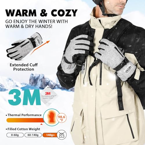 Hikenture 1138-A-A2 Ski Gloves Snow Gloves For Men&Women, 3M Thinsulate Waterproof Snowboard Gloves, Insulated Touchscreen Snowmobile Gloves thumb #1