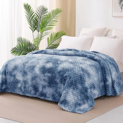 Image of Exclusivo Mezcla Fleece Twin Blanket for Bed, Extra Large Fuzzy Tie-dye Stone Blue Bed Blankets, Soft Cozy Plush Sofa Throws for All Seasons, 60x80 Inches