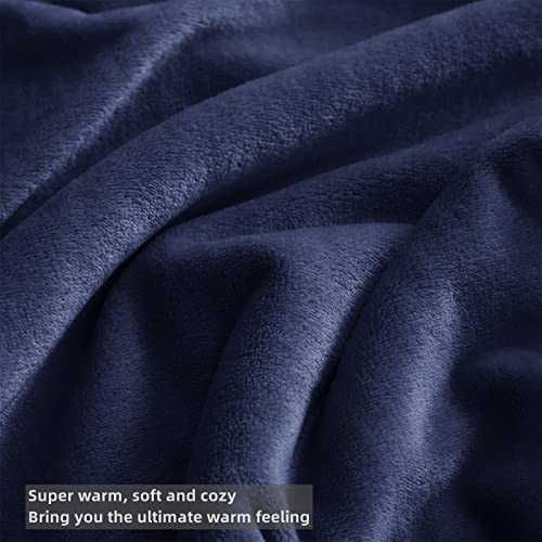 Image of KMUSET Fleece Blanket Throw Size Navy Lightweight Super Soft Cozy Luxury Bed Blanket Microfiber Factory Shop