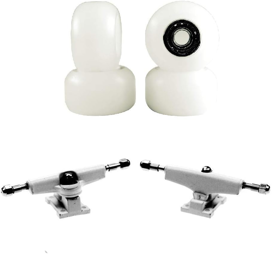 NOAHWOOD Fingerboards Parts (NWii Fidget Bearings Handmade Black Logo Wheels (4Pcs) + Gift (NW King Trucks 33mm) White