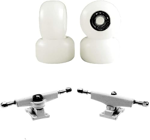 Piezas de diapasones (NWii Fidget Bearings Handmade) Ruedas con logotipo negro (4 piezas) + regalo (NW King Trucks 1.299 in) Blanco