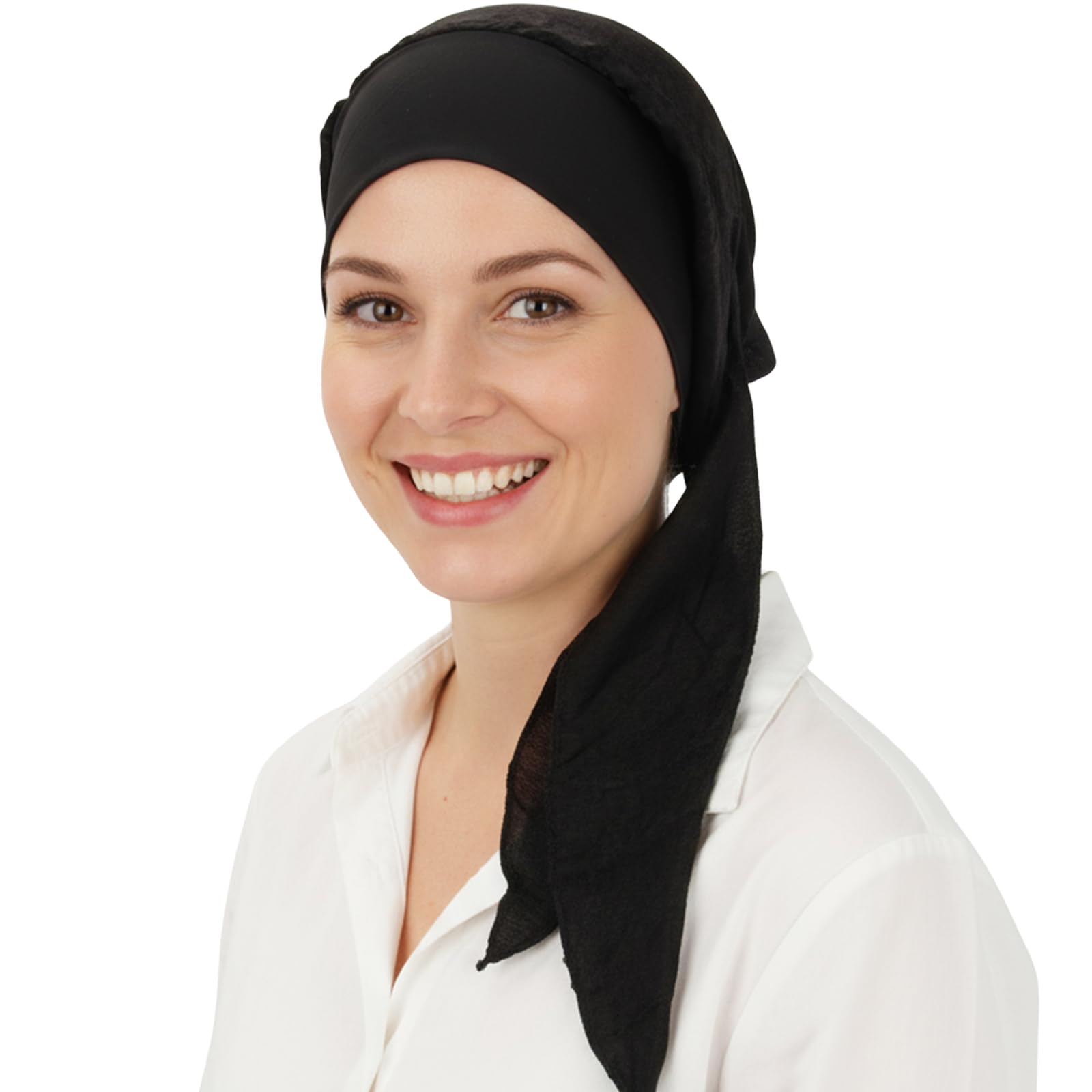 Fadachy Women's Solid-Black Chemo Headwear For Head Scarfs Turbans Uk Cancer Scarves Bandanas Silky Chemo Headwear Hair Loss Slouchy Beanie Scarf Sleep Cap